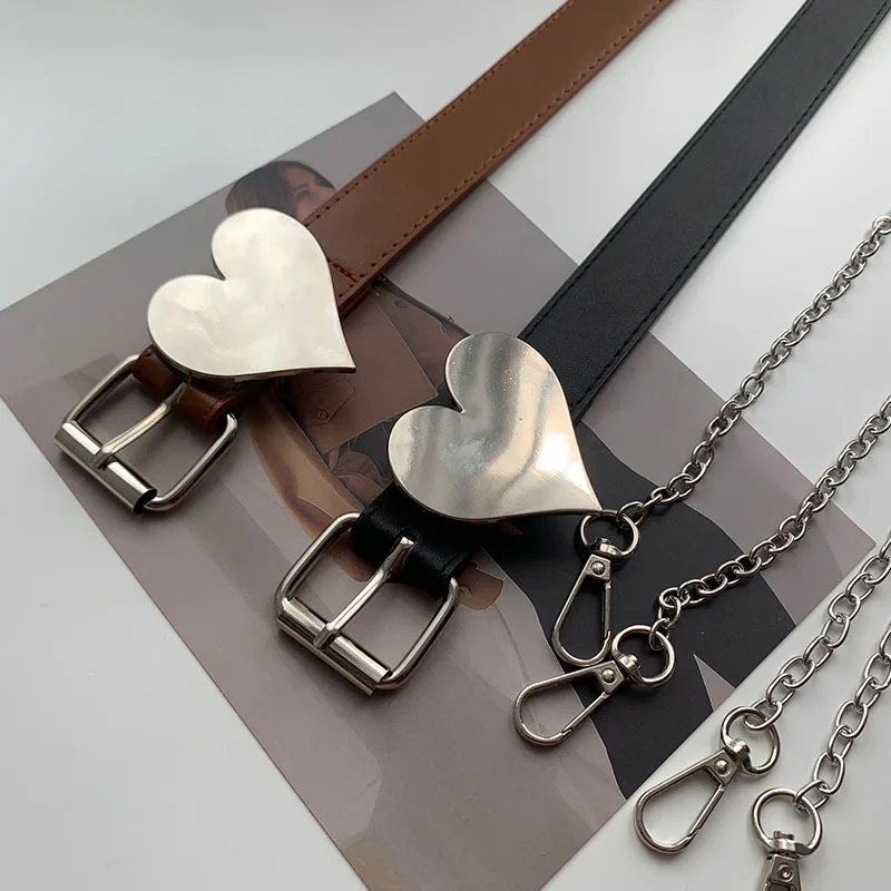 Fashion Heart Women Belt With Chain PU Leather Harajuku Waist Belts Solid Color Pin Buckle Waist Belt Ladies Belts for Jeans
Fashion Heart Women Belt With Chain PU Leather Harajuku Waist Belts Solid Color Pin Buckle Waist Belt Ladies Belts for Jeans