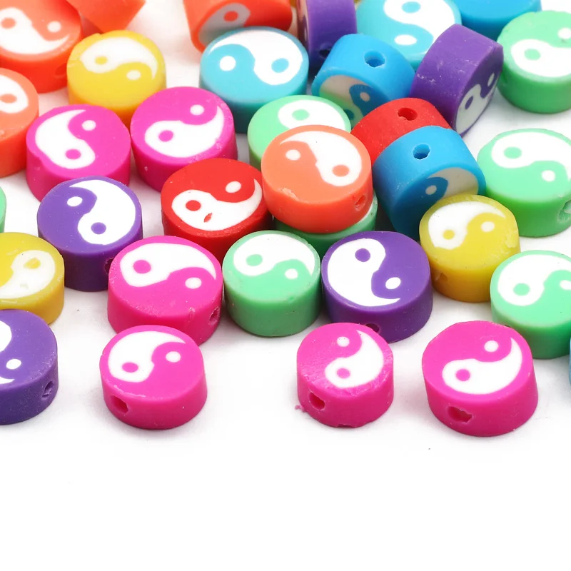 

20/50/100pcs 10mm Tai Chi Polymer Clay Beads Yin Yang Loose Spacer Beads For Jewelry Making Bracelet Necklace DIY Accessories
