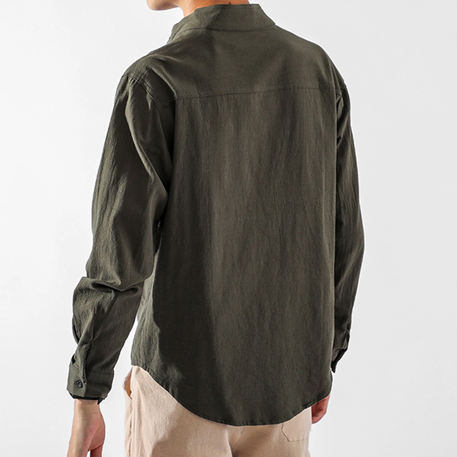 Men Shirt Solid Color Pocket Stand Collar Buttons Shirt Top Cotton Linen Long-Sleeved Loose Top Plus Size Soft Spring Autumn
Men Shirt Solid Color Pocket Stand Collar Buttons Shirt Top Cotton Linen Long-Sleeved Loose Top Plus Size Soft Spring Autumn