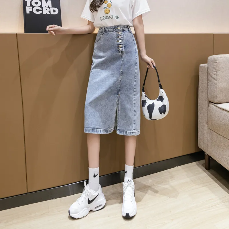 Summer Long Denim Skirt Women 2021 High Waist Maxi Jeans Skirt With Slit Buttons Straight A-line Pencil Skirts Womens Elegant
Summer Long Denim Skirt Women 2021 High Waist Maxi Jeans Skirt With Slit Buttons Straight A-line Pencil Skirts Womens Elegant