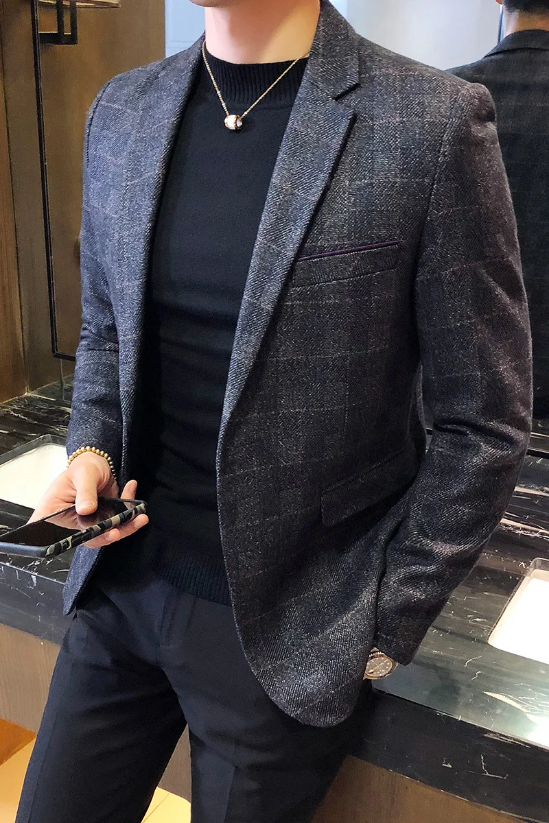 Vintage Plaid Blazer British Stylish Male Blazer Suit Jacket Business Casual One Button Blazer For Men Regular Abrigo Hombre
Vintage Plaid Blazer British Stylish Male Blazer Suit Jacket Business Casual One Button Blazer For Men Regular Abrigo Hombre