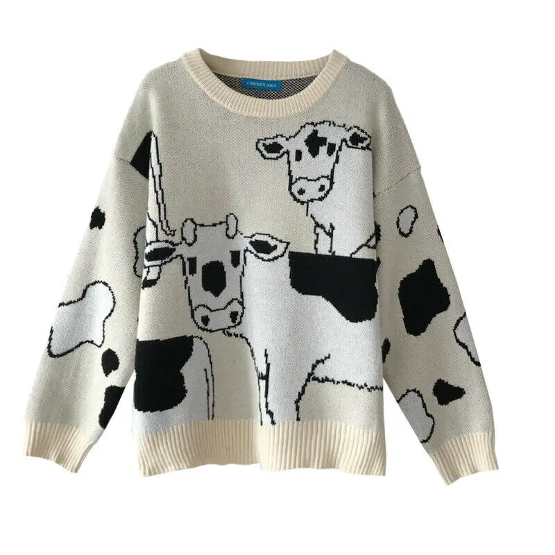 Vintage Casual Loose Lazy Cow Pattern Sweater Female Korean Harajuku Women's Sweaters Japanese Kawaii Cute Ulzzang Clothing
Vintage Casual Loose Lazy Cow Pattern Sweater Female Korean Harajuku Women's Sweaters Japanese Kawaii Cute Ulzzang Clothing