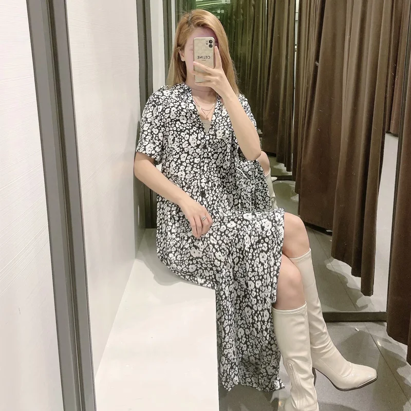 Za Summer Long Dress 2021 White Black Print Pleated Midi Dresses Women Short Sleeve Button Up Casual Dress Woman Vintage Vestido
Za Summer Long Dress 2021 White Black Print Pleated Midi Dresses Women Short Sleeve Button Up Casual Dress Woman Vintage Vestido