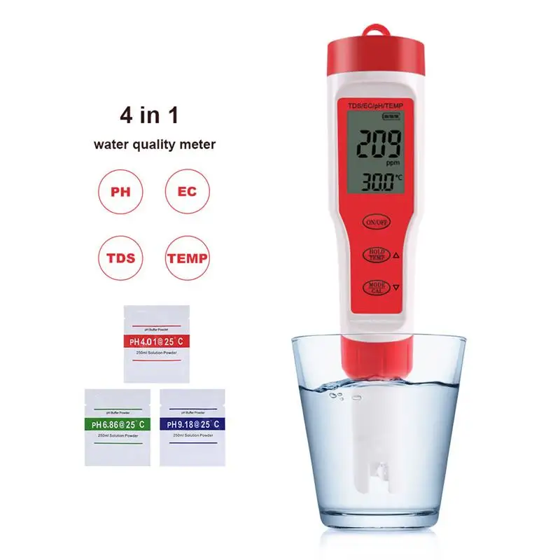 4 In 1 PH Meter EC ORP Salinity S. G Temperature Meter Auto compensation with Backlight Digital Water Quality Monitor Tester
4 In 1 PH Meter EC ORP Salinity S. G Temperature Meter Auto compensation with Backlight Digital Water Quality Monitor Tester