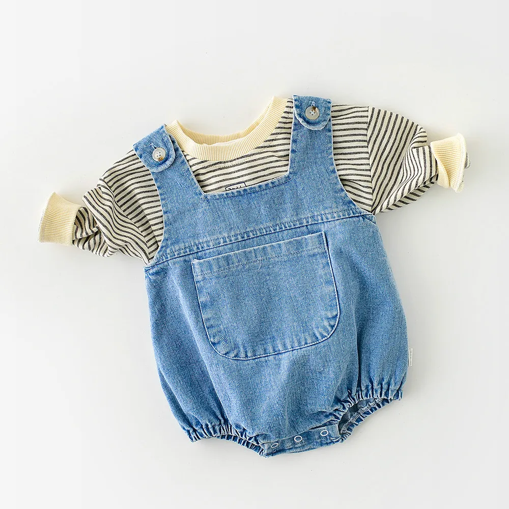 Newborn Baby Girl Sleeveless Bodysuits Infant Toddler Solid Color Denim Overalls Boys Big Pocket Jumpsuit 0-24M Baby Clothes
Newborn Baby Girl Sleeveless Bodysuits Infant Toddler Solid Color Denim Overalls Boys Big Pocket Jumpsuit 0-24M Baby Clothes