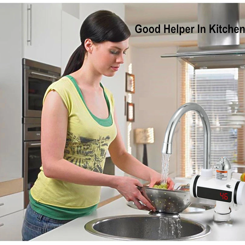 электрически водонагреватель 220В 3000Вт Кухня Tankless смеситель кран для кухни с