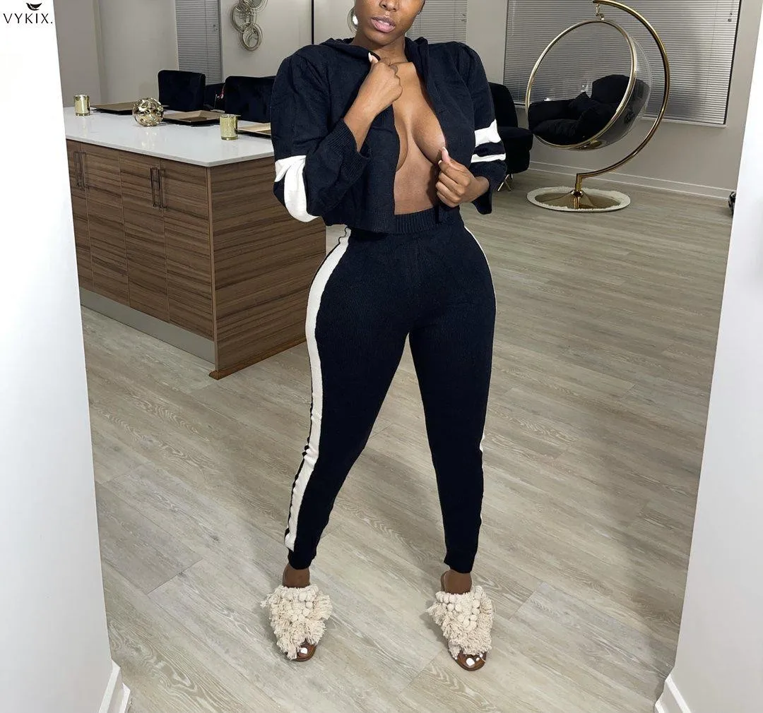 2021 Active Patchwork Ribbed Sweatsuit Two 2 Piece Womens Tracksuit Set Winter Fitness Club Outfits Hooded Jackets + Pants Suits
2021 Active Patchwork Ribbed Sweatsuit Two 2 Piece Womens Tracksuit Set Winter Fitness Club Outfits Hooded Jackets + Pants Suits