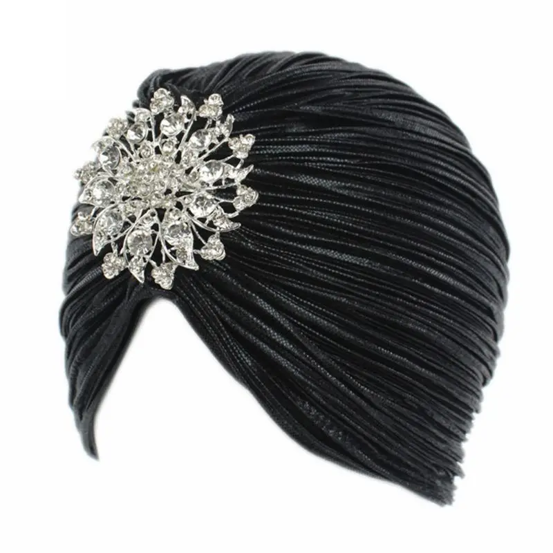 Women Indian Turban Hat Head Wrap Pleated Soft Velvet Hair Hijab Cap with Brooch Jewelry
Women Indian Turban Hat Head Wrap Pleated Soft Velvet Hair Hijab Cap with Brooch Jewelry