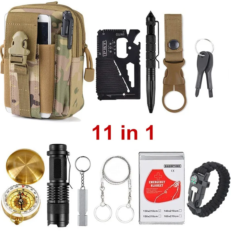 SOS survival kits Pocket Survive Garget First Aid Kit Outdoor Survival Tools Camping Hiking Whistle Tactical Tools for Wildness
SOS survival kits Pocket Survive Garget First Aid Kit Outdoor Survival Tools Camping Hiking Whistle Tactical Tools for Wildness