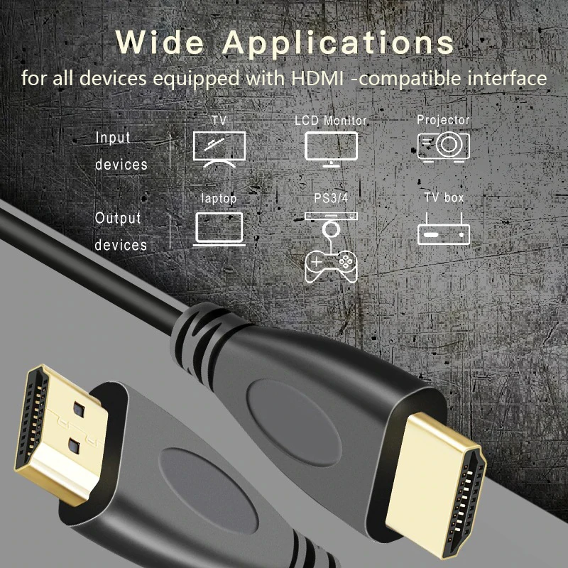 Совместимый с HDMI кабель 24K позолоченный видеокабель поддержкой 1080P 3D для HDTV