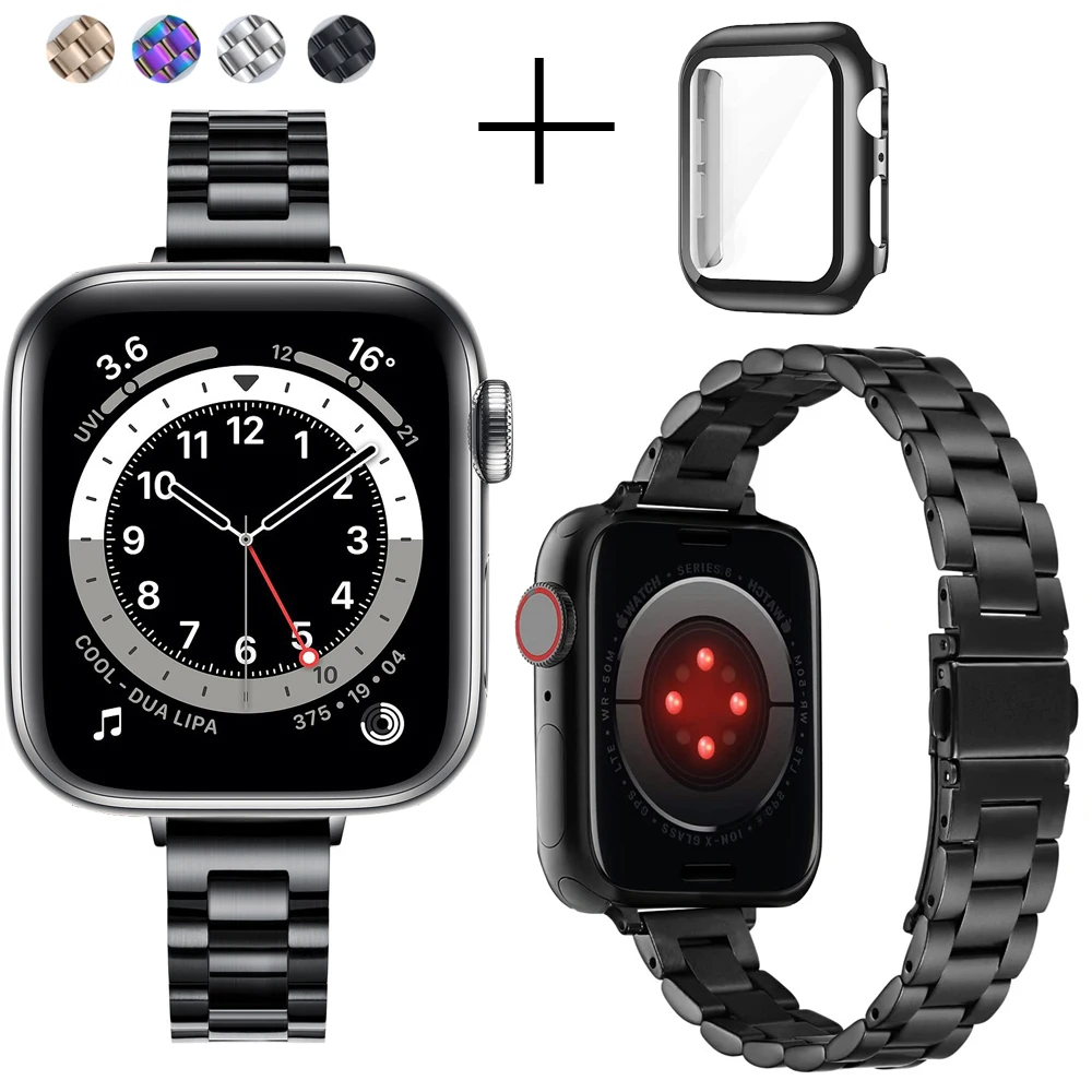 For apple watch se case + band 44mm 40mm iwatch 6 5 4 3 42mm 38mm thin stainless steel strap + Tempered Glass Screen Protector
For apple watch se case + band 44mm 40mm iwatch 6 5 4 3 42mm 38mm thin stainless steel strap + Tempered Glass Screen Protector