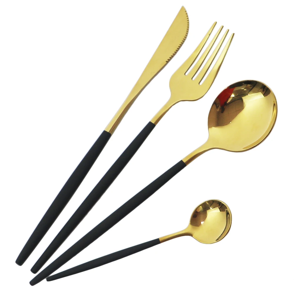 24Pcs Gold Stainless Steel Dinnerware Cutlery Set Knives Forks Coffee Spoon Dinner Tableware Set Kitchen Tableware Flatware Set
24Pcs Gold Stainless Steel Dinnerware Cutlery Set Knives Forks Coffee Spoon Dinner Tableware Set Kitchen Tableware Flatware Set