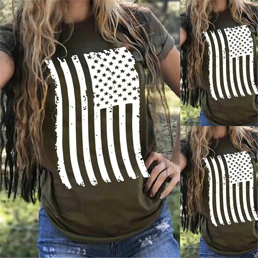 Independence Day T-Shirt Women American Flag Print Funny Graphic Tees Casual Short Sleeve Summer Vogue Army Green Tshirts
Independence Day T-Shirt Women American Flag Print Funny Graphic Tees Casual Short Sleeve Summer Vogue Army Green Tshirts