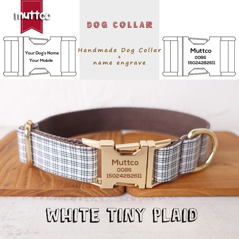 Engraving MUTTCO unique dog collar WHITE TINY PLAID walk the dog leash accessory for small medium large dog 5 size UDC102J
Engraving MUTTCO unique dog collar WHITE TINY PLAID walk the dog leash accessory for small medium large dog 5 size UDC102J