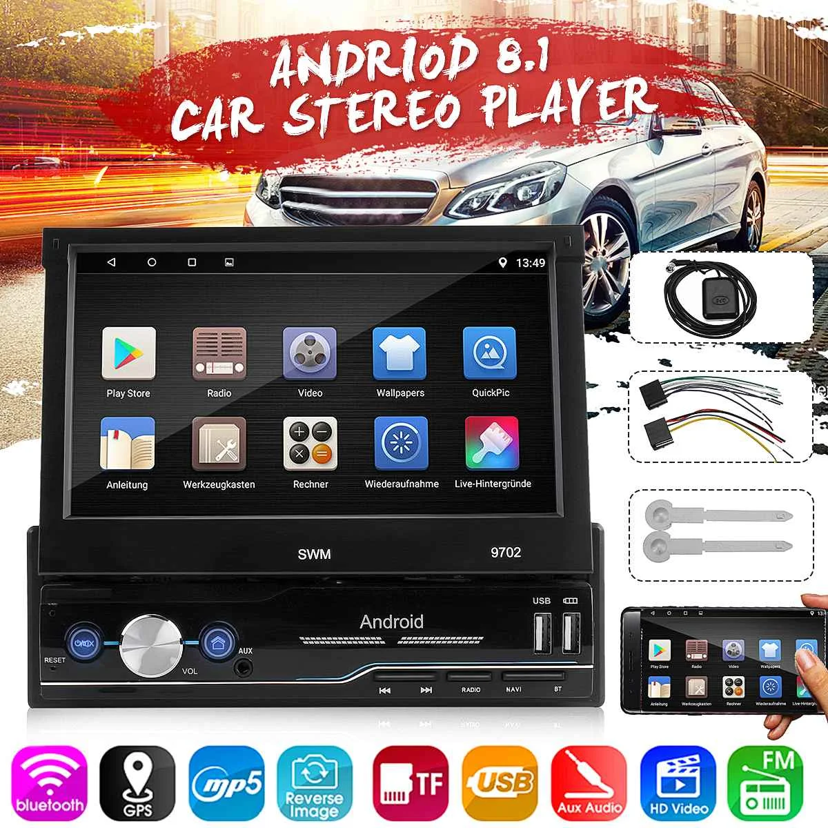 7" Android 8.1 Car Radio Stereo Player MP5 Player MP3 Mp4 Video 4 Core 16G Touch Screen bluetooth GPS SAT NAV AUX AM FM
7" Android 8.1 Car Radio Stereo Player MP5 Player MP3 Mp4 Video 4 Core 16G Touch Screen bluetooth GPS SAT NAV AUX AM FM