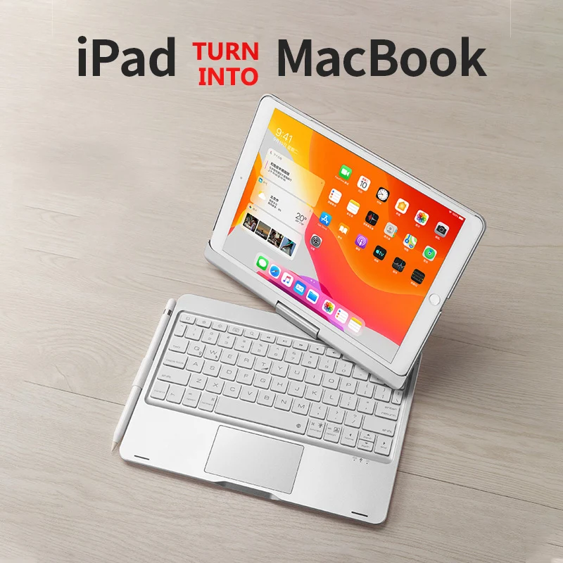Вращающийся чехол для клавиатуры с тачпадом iPad Pro 12 9 дюйма 2020 и 2018 Премиум