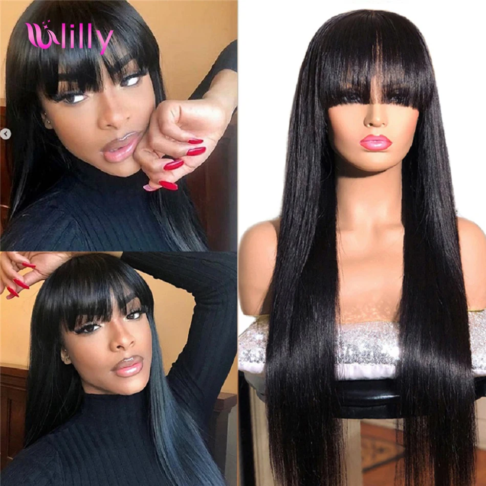 Straight Brazilian Human Hair Wigs With Bangs Full Machine Made No Lace 26 28 30 Inches Long 100% Remy Women Hair Fringe Wigs
Straight Brazilian Human Hair Wigs With Bangs Full Machine Made No Lace 26 28 30 Inches Long 100% Remy Women Hair Fringe Wigs