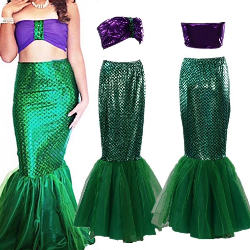 2PCS Women Fancy Cosplay Suit Mermaid Purple Bra Scal Tail Skirt Green Dress Costume Party Masquerade S-XXL
2PCS Women Fancy Cosplay Suit Mermaid Purple Bra Scal Tail Skirt Green Dress Costume Party Masquerade S-XXL