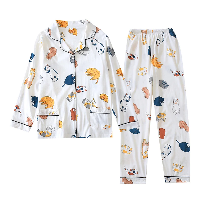 Японские свежие пижамные комплекты для женщин 100% марлевые хлопковые