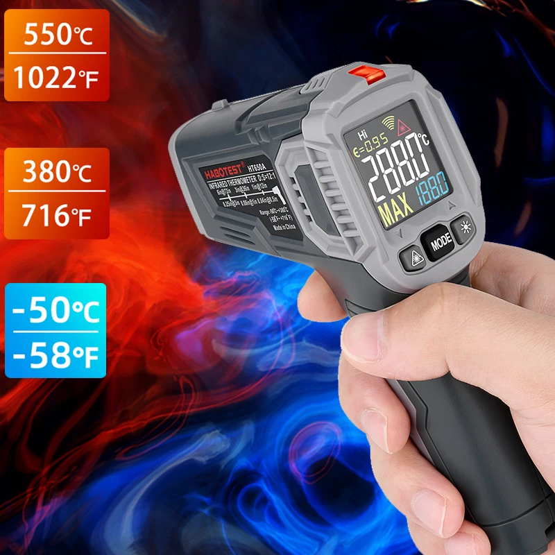 Цифровой Бесконтактный инфракрасный термометр HT650 лазерный измеритель