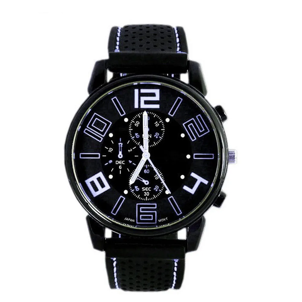 

Men Quartz Analog Watch Silicone Strap Band Round Dial Sport Wristwatch XRQ88