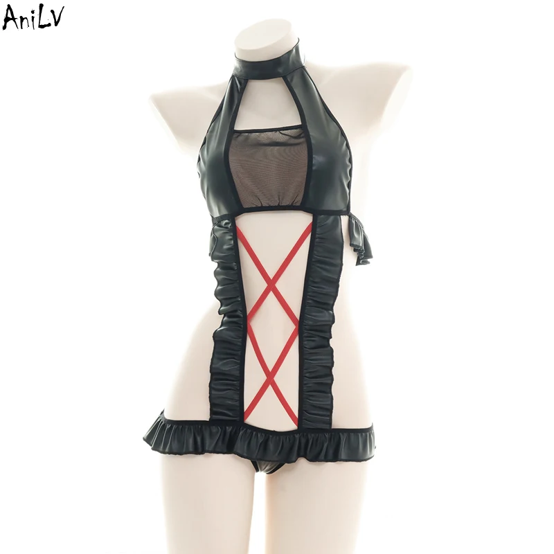 AniLV Women Cross Straps PU Leather one-piece Swimsuit Uniform Costume Sukumizu Halter Bodysuit Swimwear Pool Party Clothes
AniLV Women Cross Straps PU Leather one-piece Swimsuit Uniform Costume Sukumizu Halter Bodysuit Swimwear Pool Party Clothes