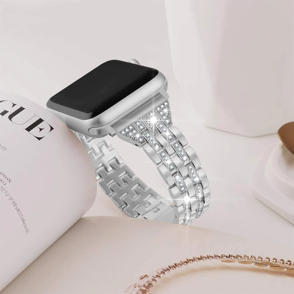 Для Apple Watch 4 5 ремешок 44 мм 40 Женские Ювелирные украшения стразы со стразами