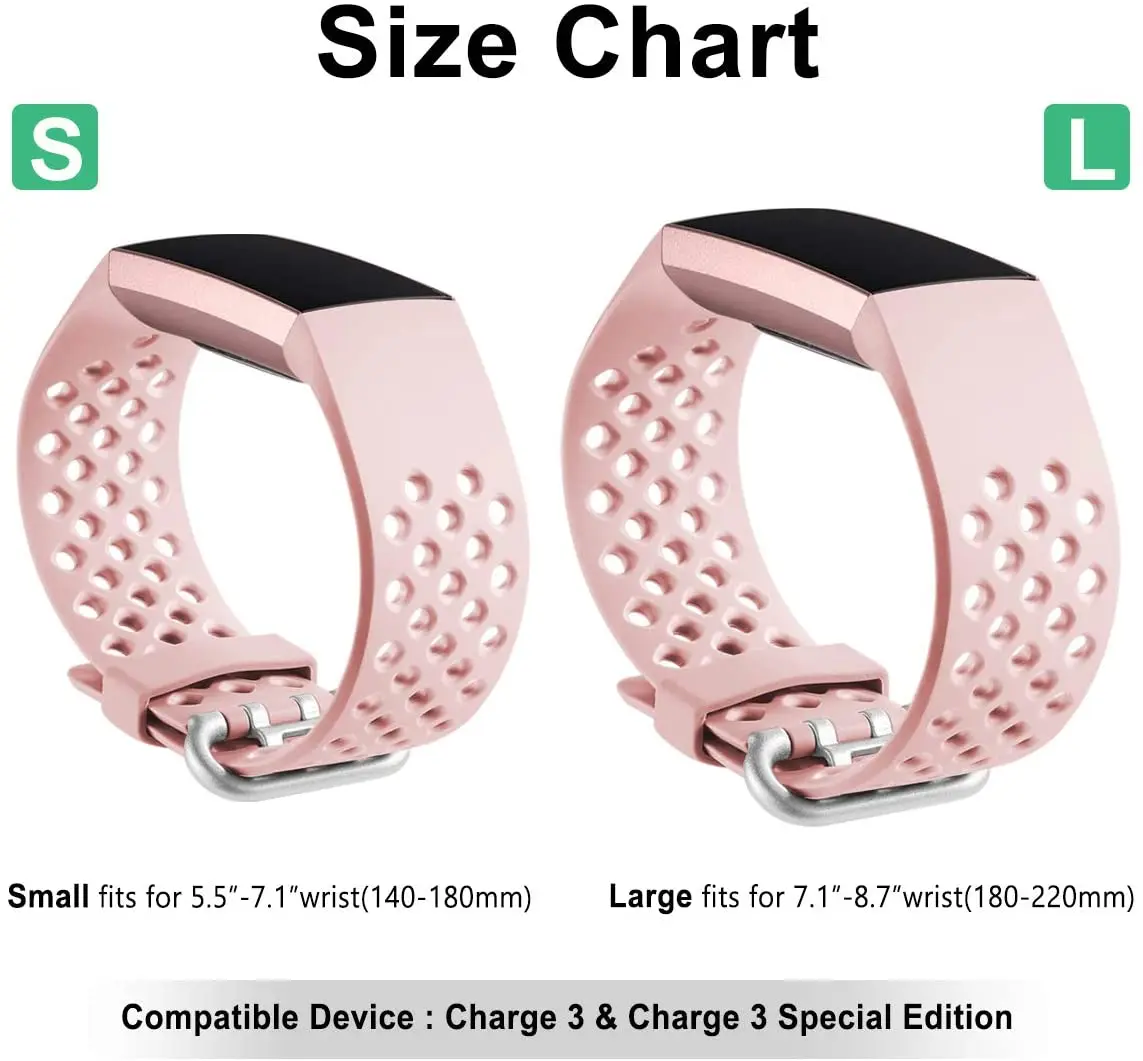 Ремешки совместимы с Fitbit Charge 3, Сменные аксессуары, дышащие ремешки для занятий спортом с отверстиями для воздуха
Ремешки совместимы с Fitbit Charge 3, Сменные аксессуары, дышащие ремешки для занятий спортом с отверстиями для воздуха