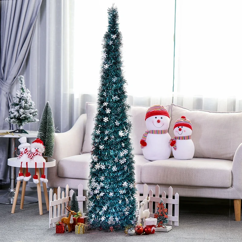 

Рождественская елка, складные всплывающие украшения, блестящая мишура, Искусственные Рождественские елочные украшения, новогодние соснов...