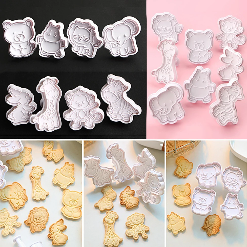 4pcs Animal Cookie Plunger Cutter Cartoon Baking Mould Cookie Stamp Biscuit DIY Mold Fondant Cake Decorating Tools
4pcs Animal Cookie Plunger Cutter Cartoon Baking Mould Cookie Stamp Biscuit DIY Mold Fondant Cake Decorating Tools