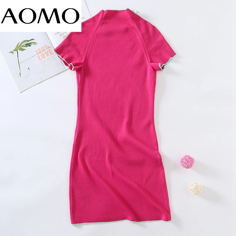 AOMO Fashion Women Hotpink Bow Decorate Knit Dress Short Sleeve Stand Neck Ladies Mini Dress 6H84A
AOMO Fashion Women Hotpink Bow Decorate Knit Dress Short Sleeve Stand Neck Ladies Mini Dress 6H84A