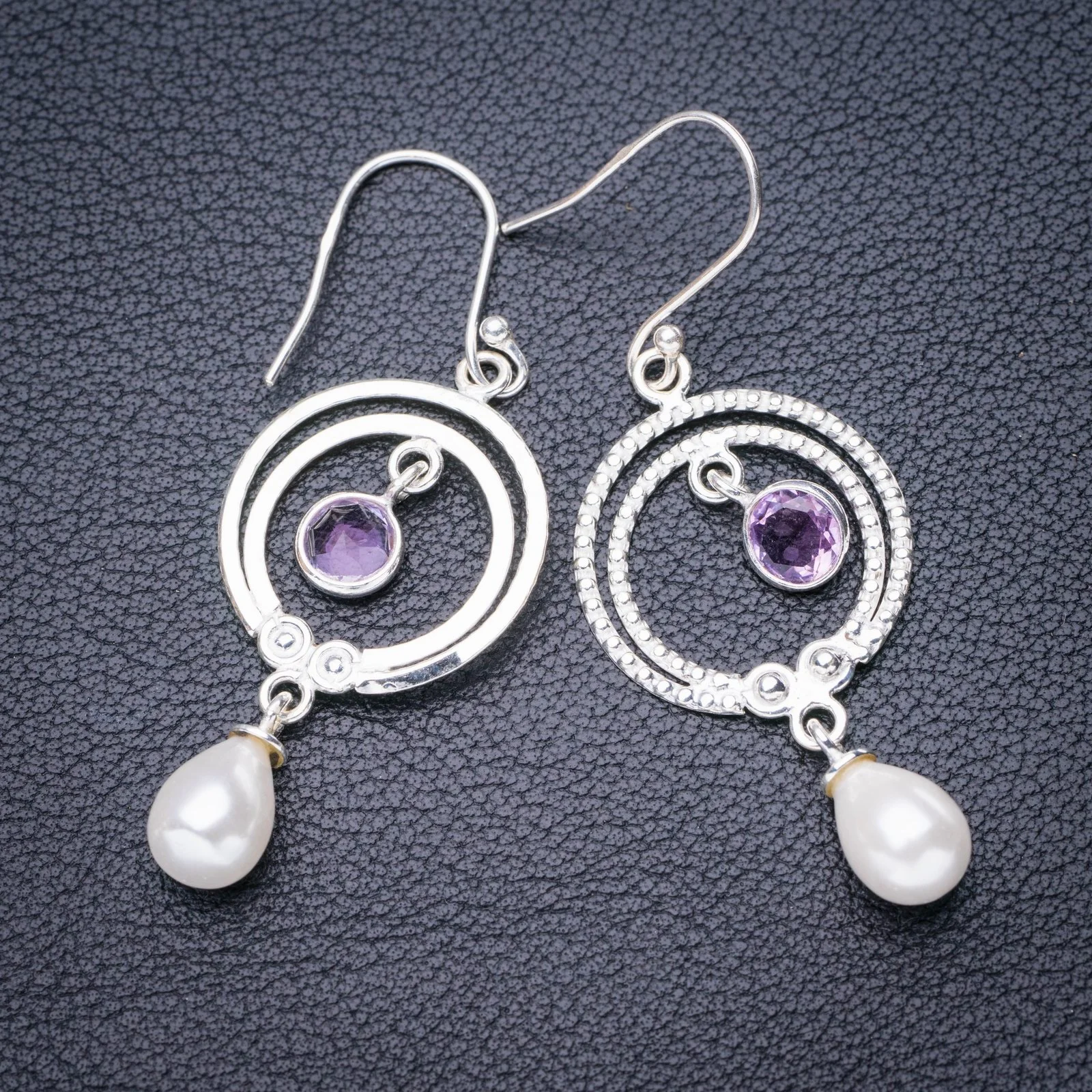 StarGems Natural River Pearl Amethyst Handmade 925 Sterling Silver Earrings 2.25" E5417
StarGems Natural River Pearl Amethyst Handmade 925 Sterling Silver Earrings 2.25" E5417