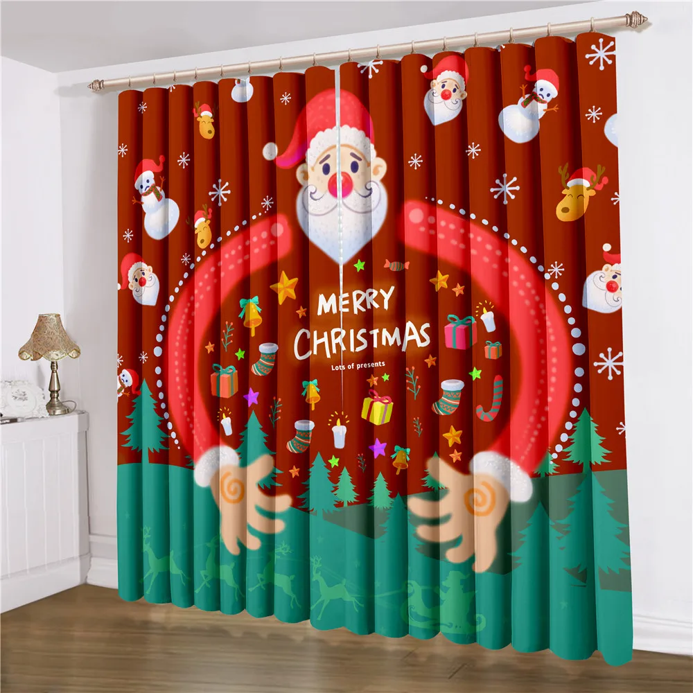 Оконные занавески с Санта-Клаусом, декоративные занавески на окна с 3D принтом, красного, зеленого цветов, для гостиной, 2 панели, украшение дл... 
Оконные занавески с Санта-Клаусом, декоративные занавески на окна с 3D принтом, красного, зеленого цветов, для гостиной, 2 панели, украшение дл...