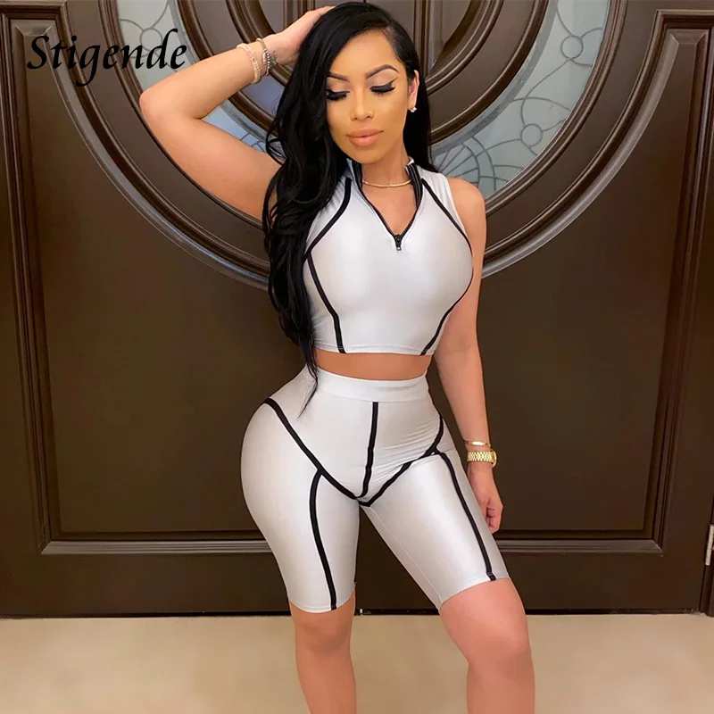 Stigende Summer Patchwork Fitness Short Set Women Casual Bodycon Two Piece Workout Set Fashion Skinny Crop Top 2 Piece Gym Set
Stigende Summer Patchwork Fitness Short Set Women Casual Bodycon Two Piece Workout Set Fashion Skinny Crop Top 2 Piece Gym Set