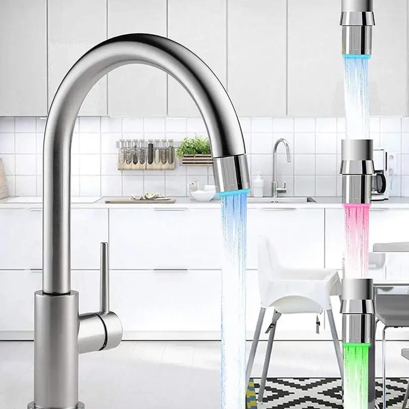 Faucet Kitchen LED Luminous Color-changing Temperature Control Faucet Bathroom Thermostat 3-Color Water-Powered Faucet Tools New
Faucet Kitchen LED Luminous Color-changing Temperature Control Faucet Bathroom Thermostat 3-Color Water-Powered Faucet Tools New