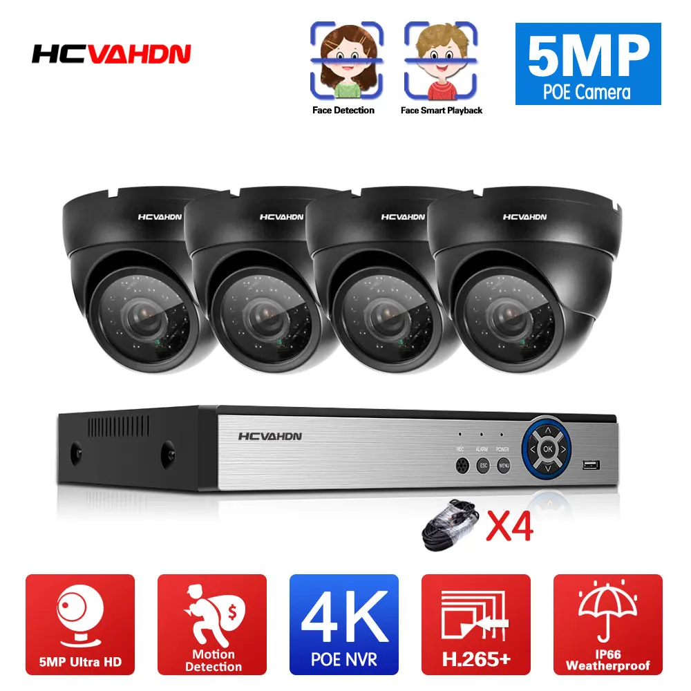 HCVAHDN H.265+ 4CH AI Face Detection POE NVR 5MP POE IP Dome Camera System Kit Waterproof CCTV Security Video Surveillance Set
HCVAHDN H.265+ 4CH AI Face Detection POE NVR 5MP POE IP Dome Camera System Kit Waterproof CCTV Security Video Surveillance Set