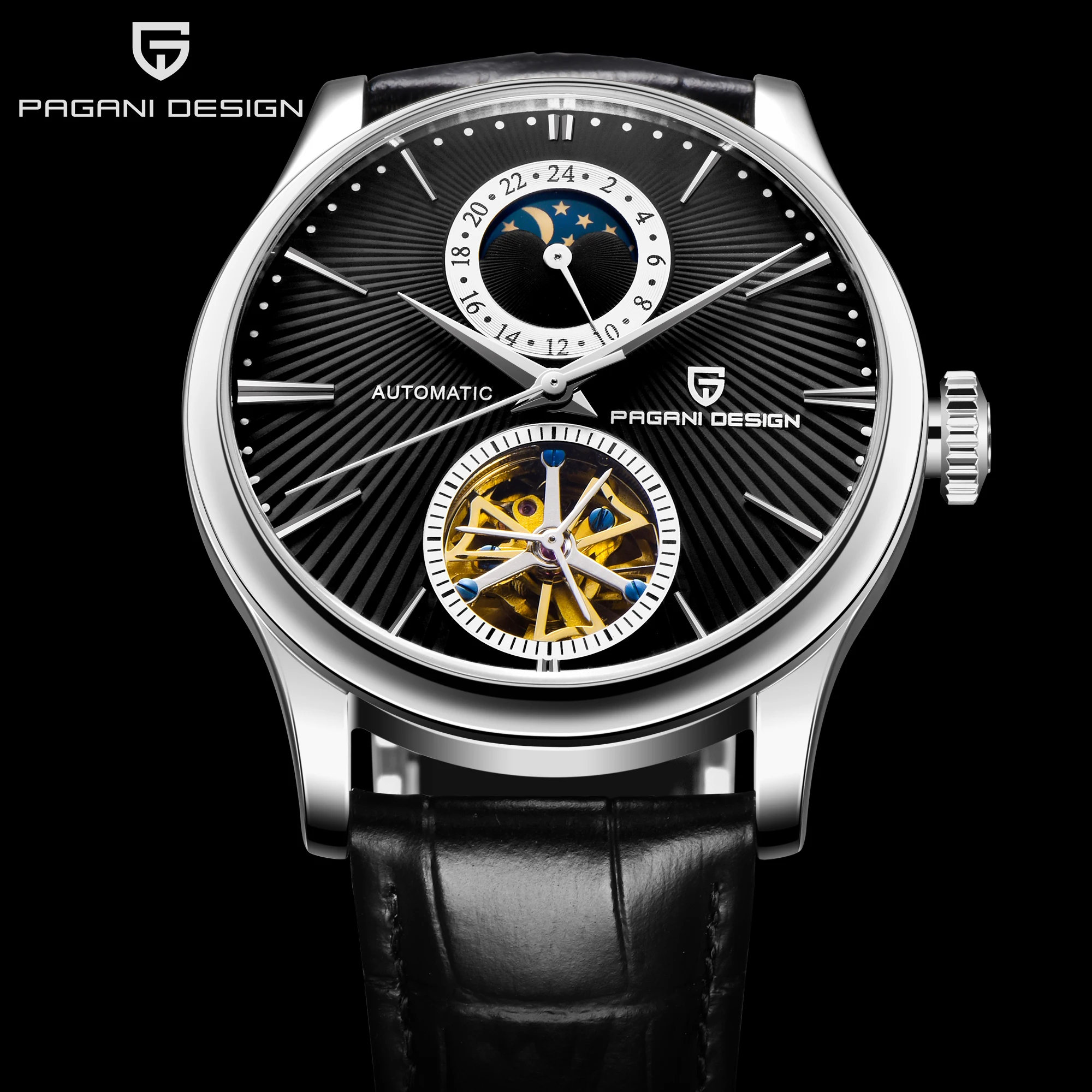 NEW Top Band PAGANIN Dsign Fashion Leather Tourbillon Watch Men Automatic Mechanical Waterproof Watches Relogio Masculino PD1656
NEW Top Band PAGANIN Dsign Fashion Leather Tourbillon Watch Men Automatic Mechanical Waterproof Watches Relogio Masculino PD1656