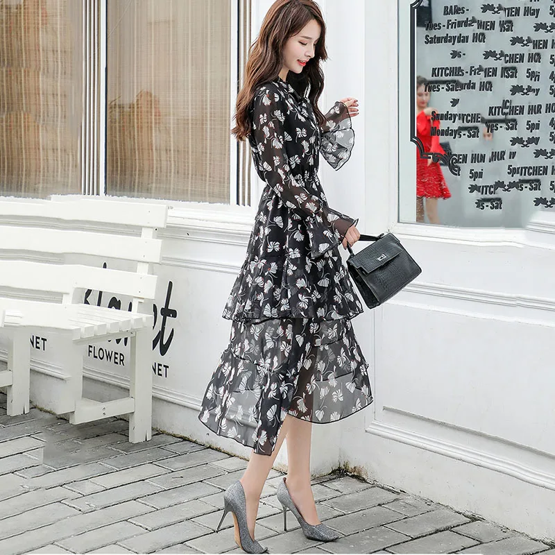 Autumn Chiffon Small Floral Women Dresses Elegant Long Sleeve High Waist A Line Chic Dress Ladies Tie Neck Dress Collar Vestidos
Autumn Chiffon Small Floral Women Dresses Elegant Long Sleeve High Waist A Line Chic Dress Ladies Tie Neck Dress Collar Vestidos