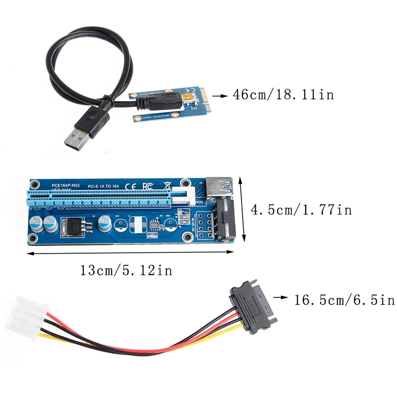Мини PCI-E Экспресс 1x To16x USB 3 0 удлинитель переходник карта адаптер SATA кабель питания