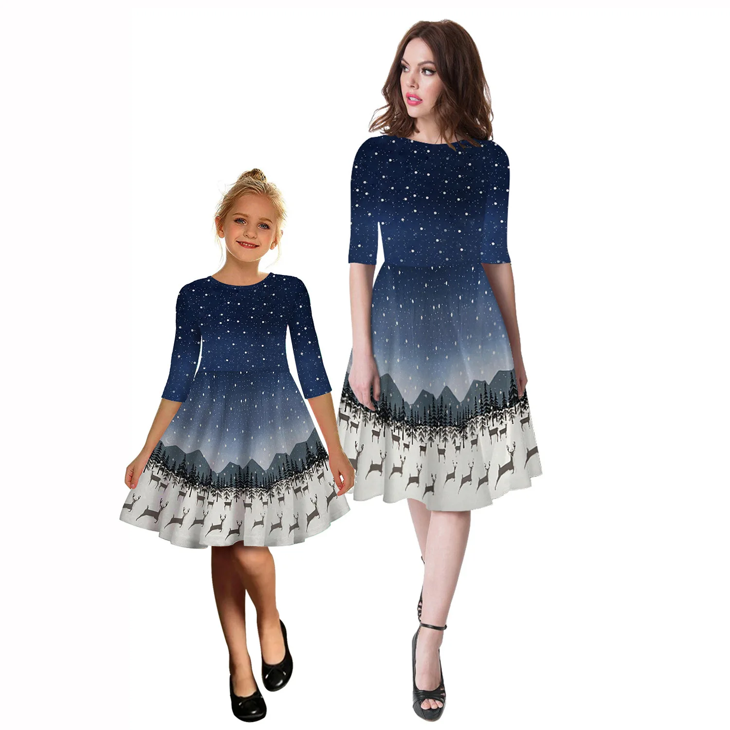 Vetement Mere Fille Galaxy Print Half Sleeve Casual Family Dress Parent Kid Girl Matching Clothes A Line Mom and Daughter
Vetement Mere Fille Galaxy Print Half Sleeve Casual Family Dress Parent Kid Girl Matching Clothes A Line Mom and Daughter