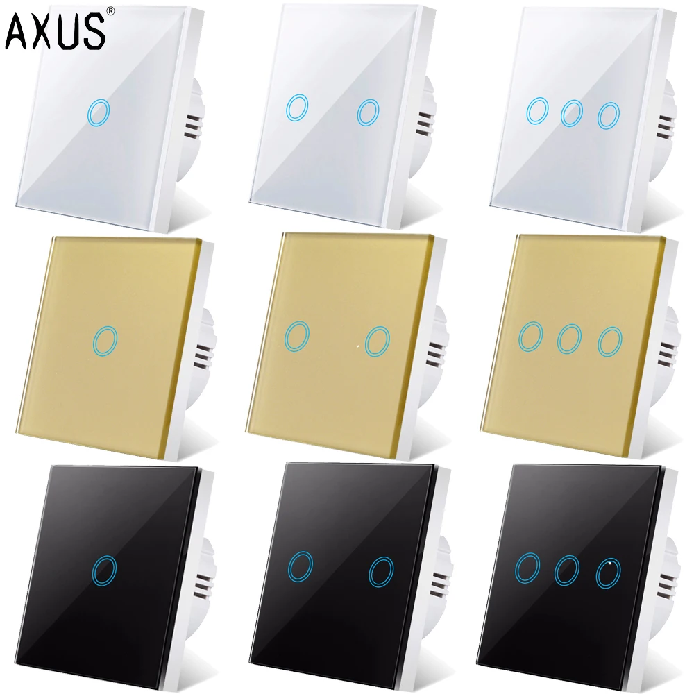 AXUS EU AC100-240V Tempered White Crystal Glass Touch Switch Panel Wall Light Switches Sensor Button 1/2/3Gang Lamp Interruttore
AXUS EU AC100-240V Tempered White Crystal Glass Touch Switch Panel Wall Light Switches Sensor Button 1/2/3Gang Lamp Interruttore