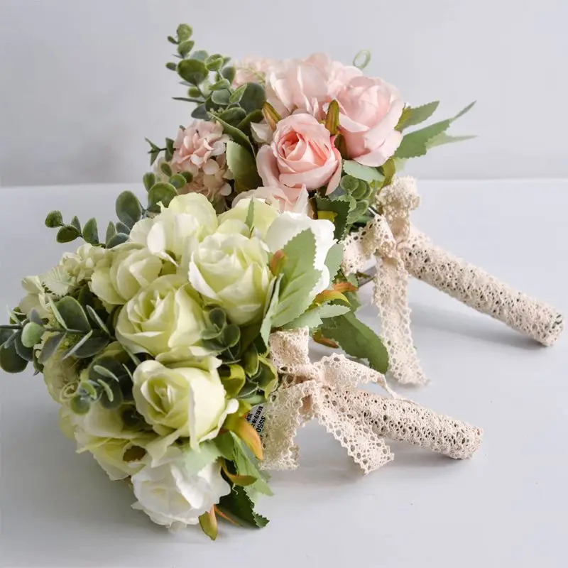 Wedding Bridal Bouquet Handmade Artificial Rose Eucalyptus Leaves Bridesmaid Holding Flowers for Party Home Table Decor
Wedding Bridal Bouquet Handmade Artificial Rose Eucalyptus Leaves Bridesmaid Holding Flowers for Party Home Table Decor