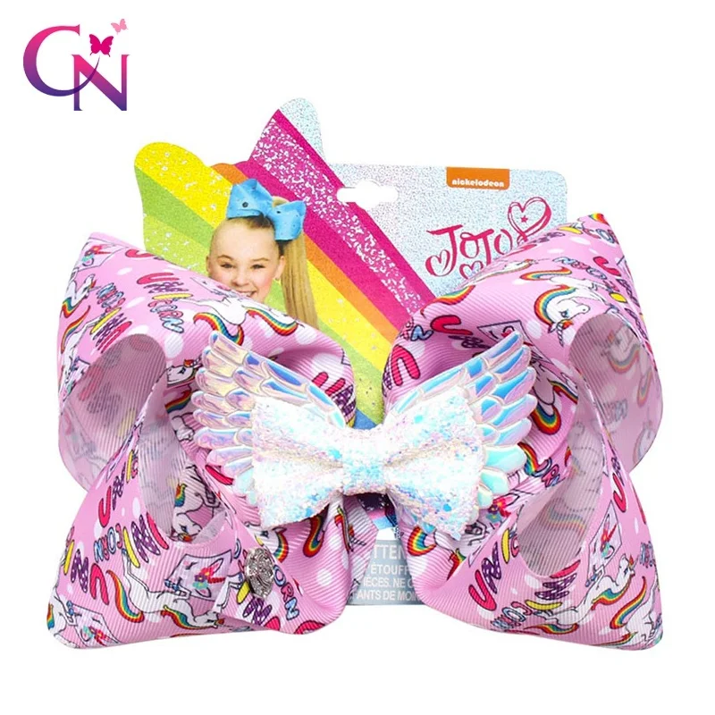 

CN 7" Jojo Siwa Gitter Hair Clips Large Unicorn Hair Bows for Girls With Clips Bowknot Hairpins Hair Accessories Jojo Bows