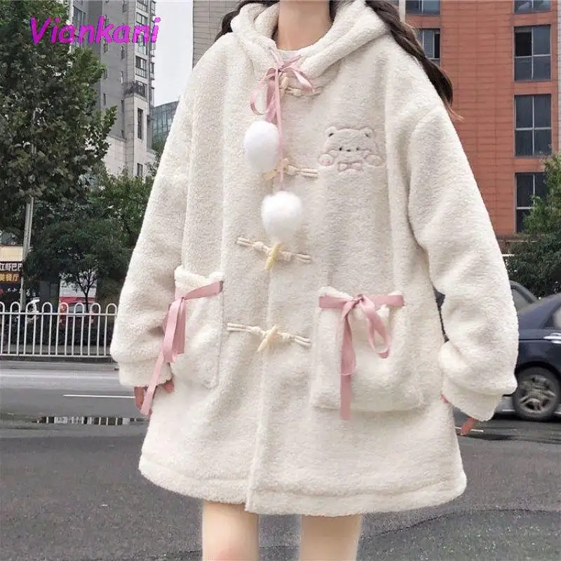 Autumn Winter Lolita Hooded Jacket Women Sweet Soft Girl 2022 Imitation Lamb Thickened Lovely Harajuku Horn Buckle Jacket
Autumn Winter Lolita Hooded Jacket Women Sweet Soft Girl 2022 Imitation Lamb Thickened Lovely Harajuku Horn Buckle Jacket