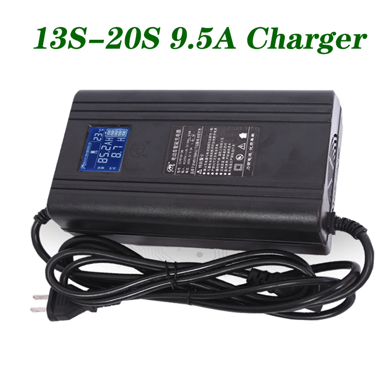 

13S 14S 16S 17S 20S 72V 60V Li-ion LiPo 48V Lifepo4 Lithium Battery Charger with LCD Display Screen Scooter E-bike 67.2V 71.4V
