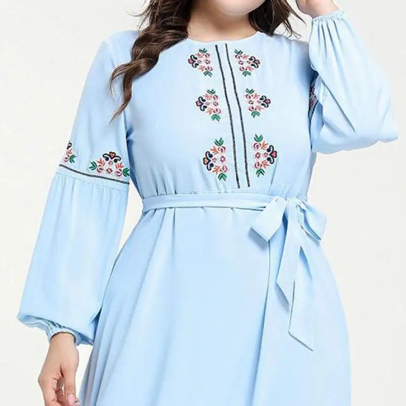 Turkish Muslim Women's Dress Long Sleeve Oversized Women's Loose Solid Color Stitching Embroidered Long Dress With Dubai Robe 
Turkish Muslim Women's Dress Long Sleeve Oversized Women's Loose Solid Color Stitching Embroidered Long Dress With Dubai Robe