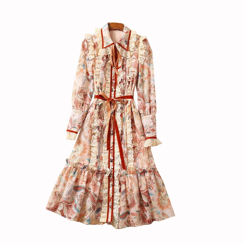 JCHB 2021 Early spring new lace splicing Lapel long sleeve Auricularia auricula Ruffle casual slim print dress
JCHB 2021 Early spring new lace splicing Lapel long sleeve Auricularia auricula Ruffle casual slim print dress