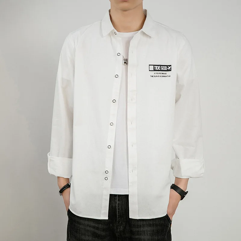 Shirt men's 2021 summer new trend top youth leisure fashion handsome cardigan Long Sleeve Shirt 
Shirt men's 2021 summer new trend top youth leisure fashion handsome cardigan Long Sleeve Shirt