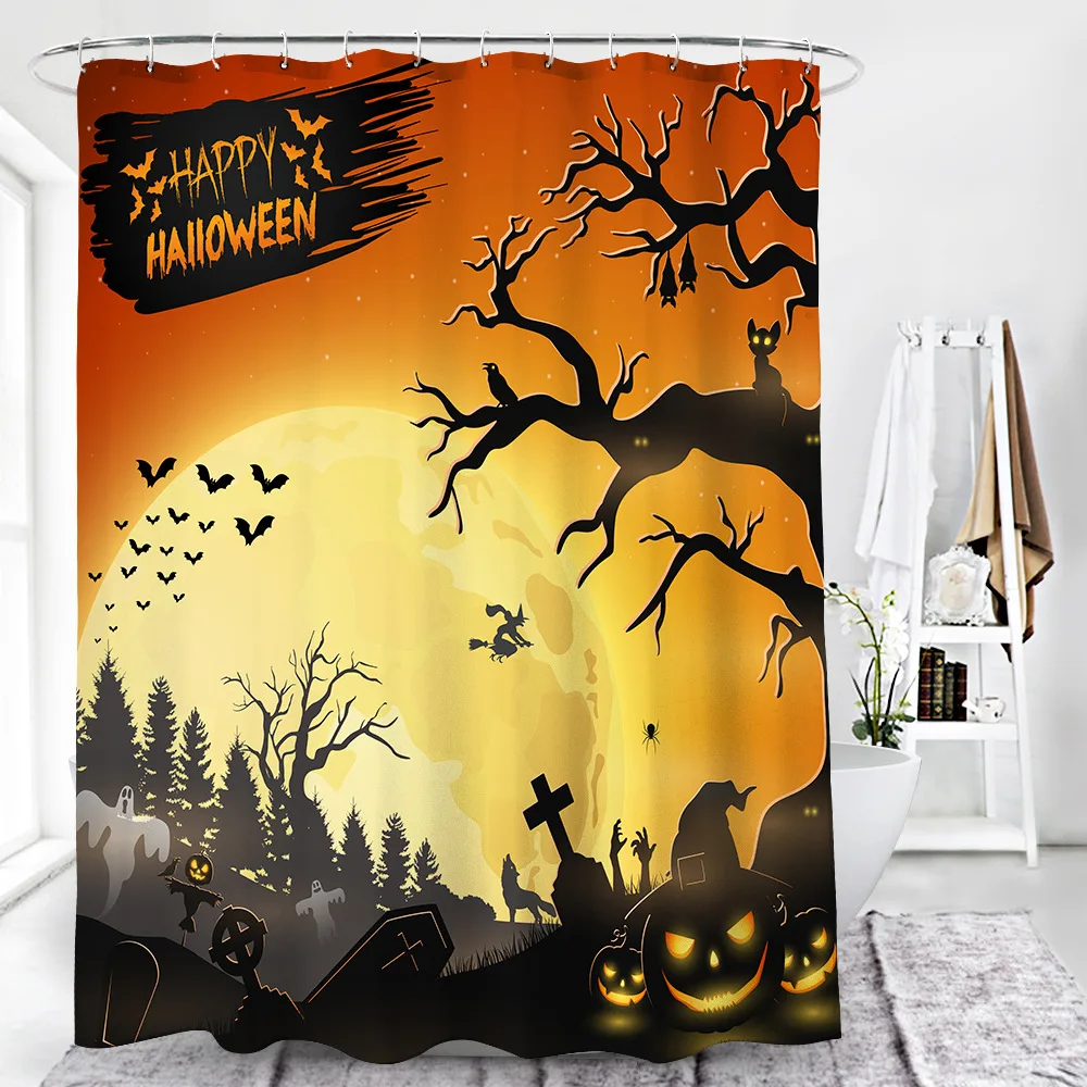 3D Shower Curtain Halloween Festival Cute Bath Curtains Polyester Waterproof Custom Pumpkin Bathroom Set With Hooks 
3D Shower Curtain Halloween Festival Cute Bath Curtains Polyester Waterproof Custom Pumpkin Bathroom Set With Hooks