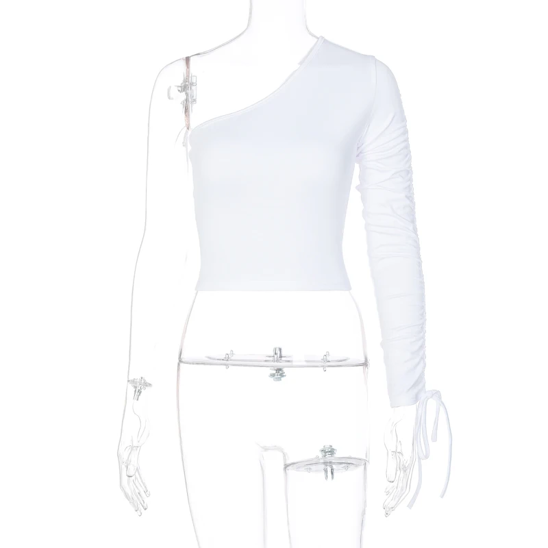 Drawstring ruched women t shirt crop top one shoulder bodycon sexy streetwear party club elegant autumn winter clothes
Drawstring ruched women t shirt crop top one shoulder bodycon sexy streetwear party club elegant autumn winter clothes
